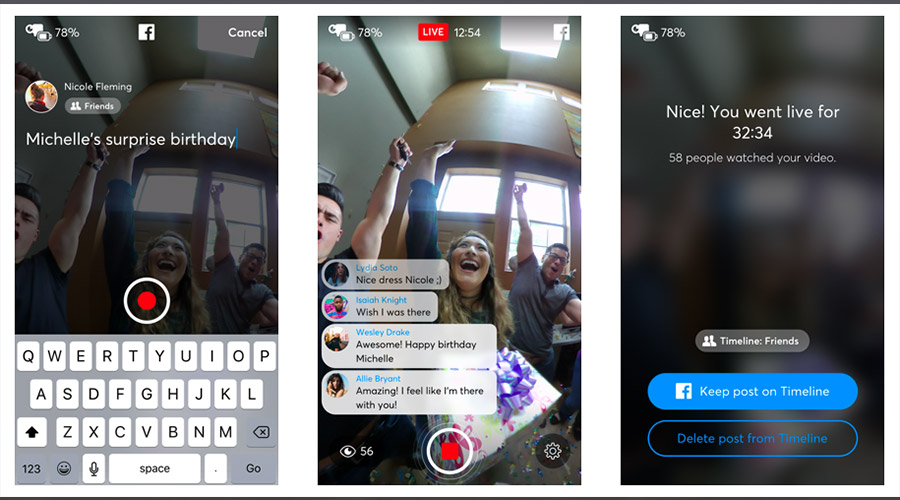 Facebook propose la vidéo 360° en live pour tous